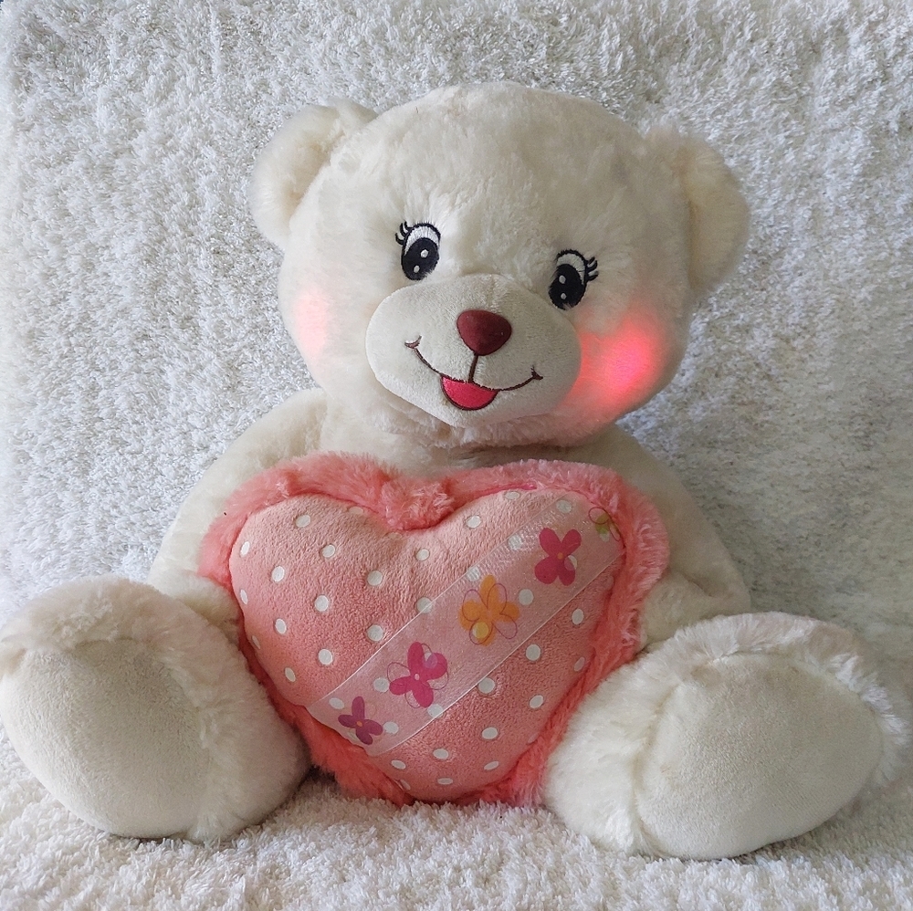 White Teddy Bear With Pink Heart